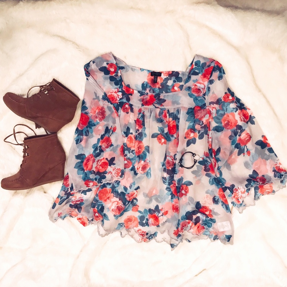Jessica Simpson Floral Sheer Blouse